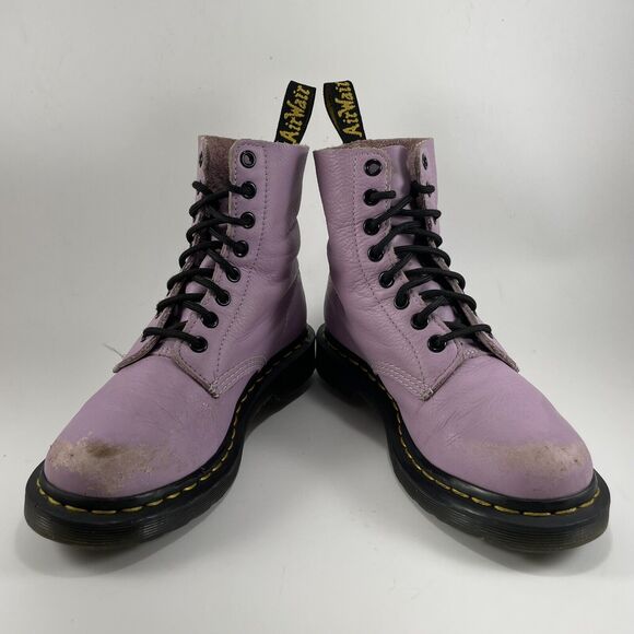 Dr Martens Doc 1460 Pascal Boots Womens Size 6 Lilac Purple Leather 8-Eye - Picture 11 of 11
